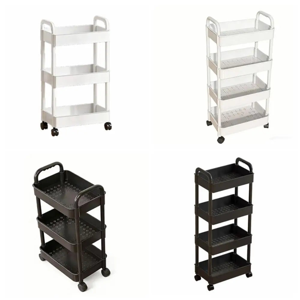 Convenient Snack Storage Rack Large Capacity Removable Mobile Trolley Storage Rack Home Organize Plastic