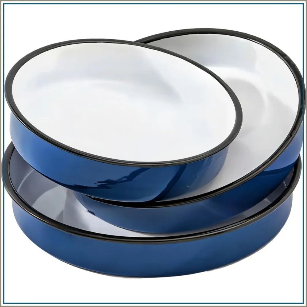 3-Pack Enamel Baking Pans 10/12/14 Inch Round Cake Pans, High Temp Resistant, Oven Bakeware, PFOA & PTFE Free, Ideal Gift
