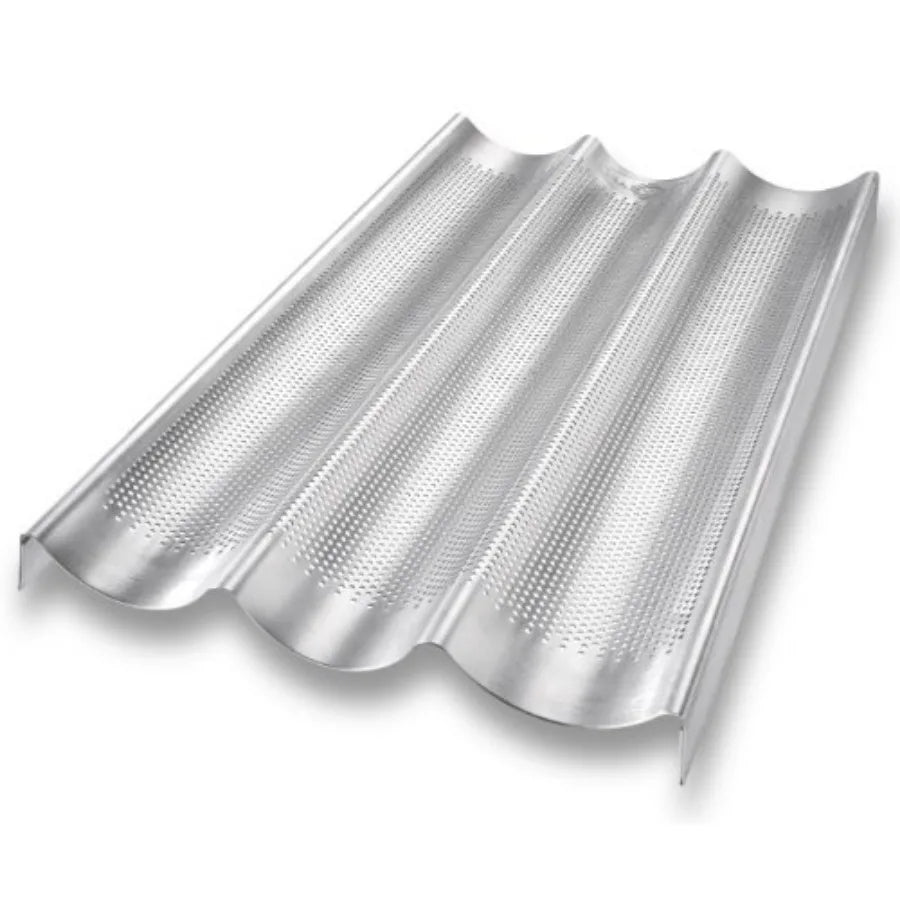 Bakeware Aluminum Perforated Nonstick French Baguette Bread Pan 3-Loaf
