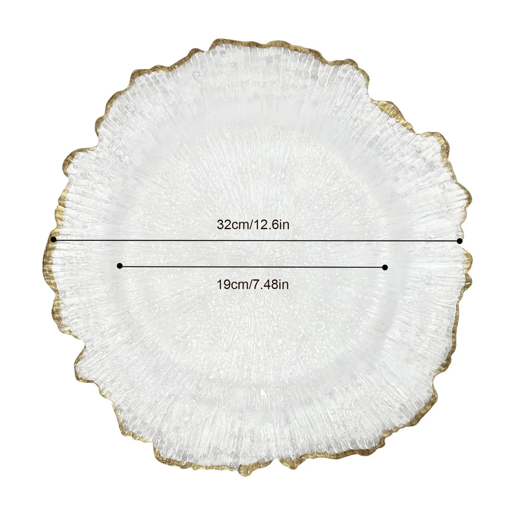 25Pcs Flower Shape Food Plate, 12.6 inch Table Charger Plate, Dinner Charger Plates for Home Kitchen Wedding Party (Gold)