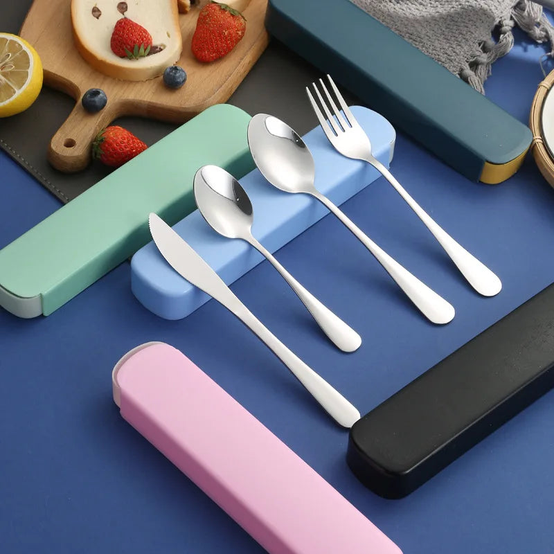 Portable Tableware Spoon Knife Fork Four-piece Set Household Student Tableware Set Fit Outdoor Tableware Cutlery Set