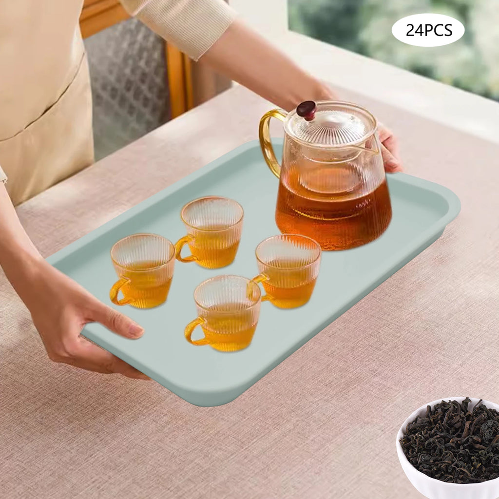 24-Pack Blue PP Plastic Serving Trays, Microwave & Dishwasher Safe, Heat Resistant (120°C/248°F), Fast Food & Cafeteria Trays