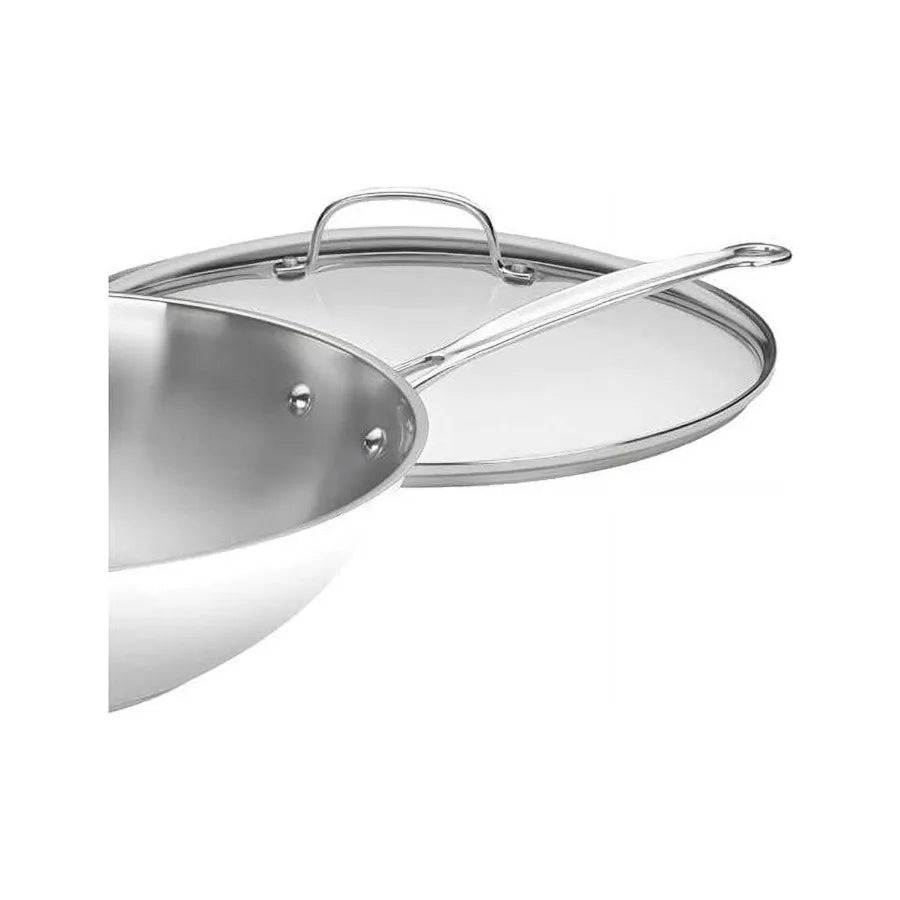 726-38H Chef's Classic Stainless 14-Inch Stir-Fry Pan with Helper Handle and Glass Cover