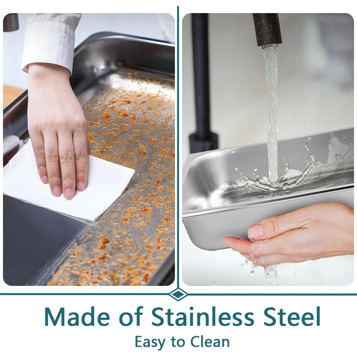 1/2Psc Stainless Steel Chafing Dish Set Full-Size Rectangular Buffet Food Warmer for Catering Weddings Events