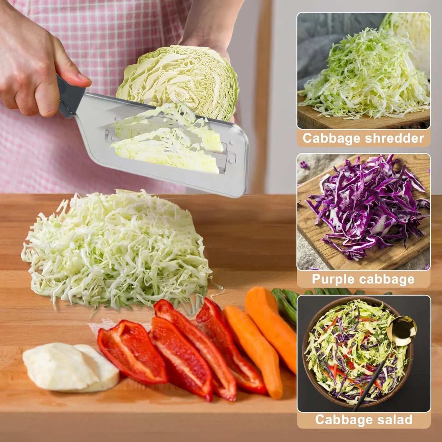 Black Cabbage Shredder for Coleslaw Sauerkraut cabbage slicer Cutter Chopper kitchen Knife Cabbage Peeler Lettuce Shredder lettuce Knife Cabbages Graters for Kitchen Fruit Vegetable Slicer Mandoline Slicers