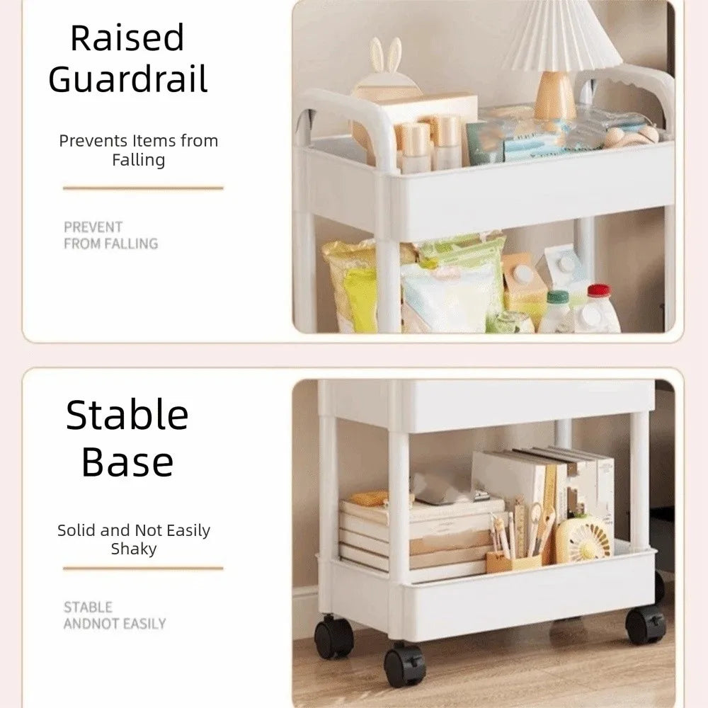 Convenient Snack Storage Rack Large Capacity Removable Mobile Trolley Storage Rack Home Organize Plastic