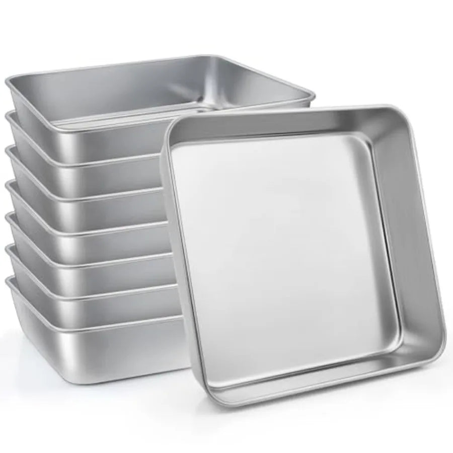 Pack x Inch Square Baking Cake Pan Stainless Steel Brownie Bread Cake Molds Square Bakeware for Lasagna Pie Oven and Dishwasher