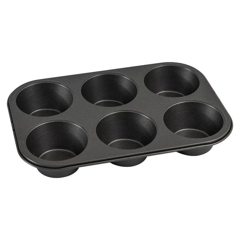 6 Cup Jumbo Muffin Pan, Non-Stick Bakeware,3.4 inch Diameter Cups,Gray,Carbon Steel