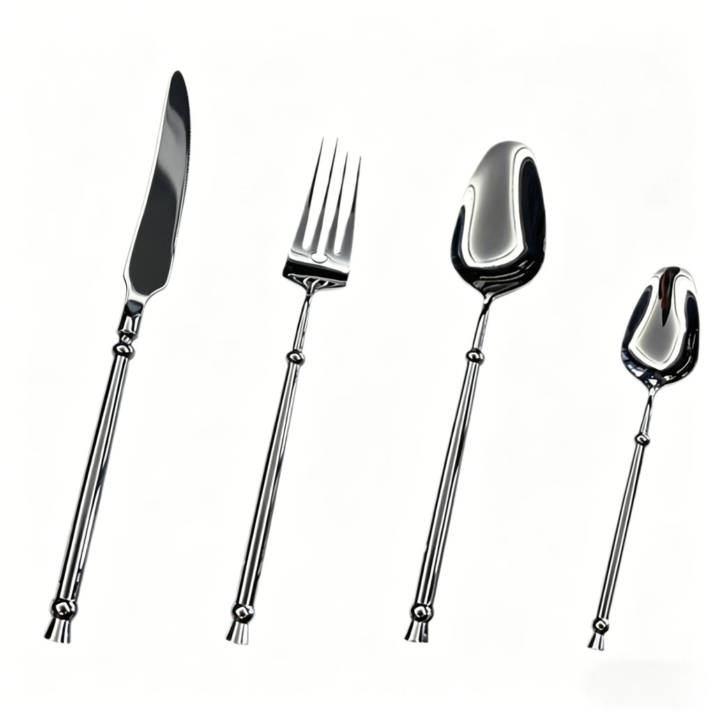 Mirror Silver 304 Stainless Steel Flatware, Retro Twisted Handle Cutlery Set, Luxury Tableware For Wedding Hotel Home Dinner