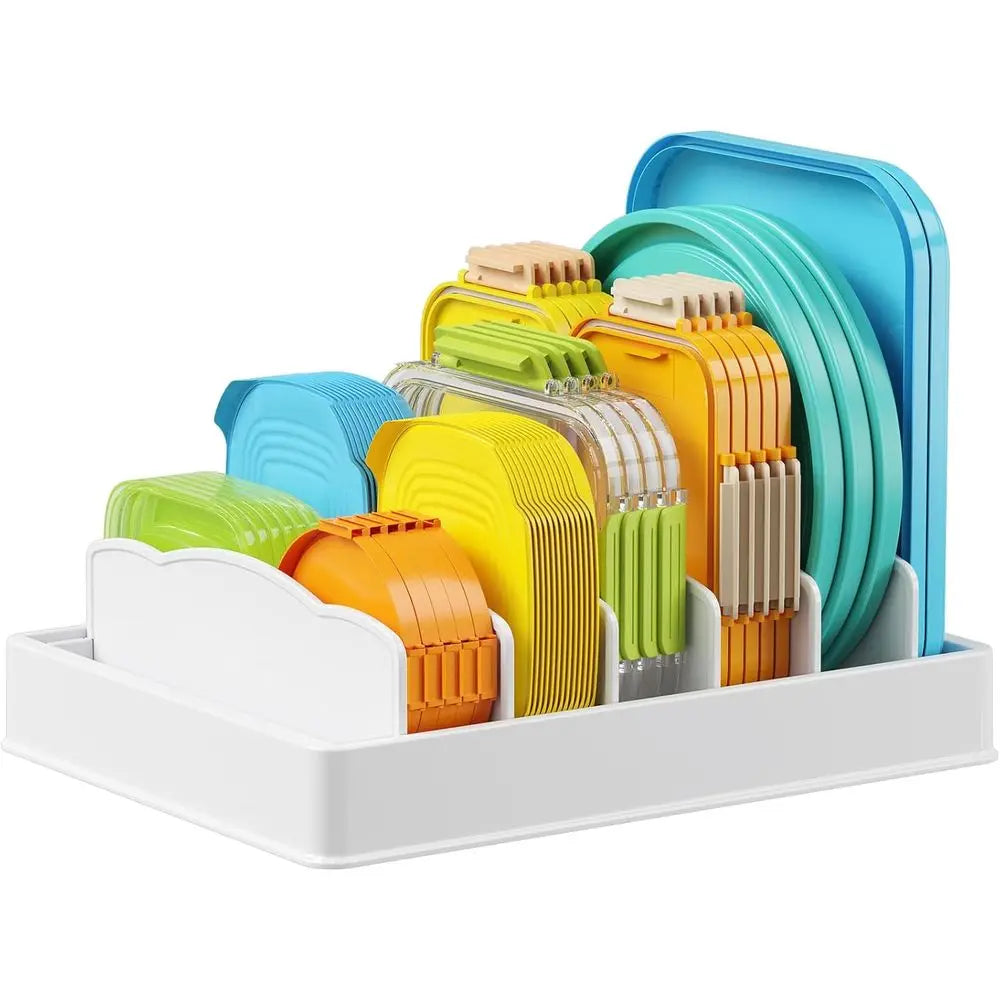 Kitchen Cabinet Organizer with 6 Adjustable Dividers and 7 Sections for Pantry Storage, Large, 13 x 10