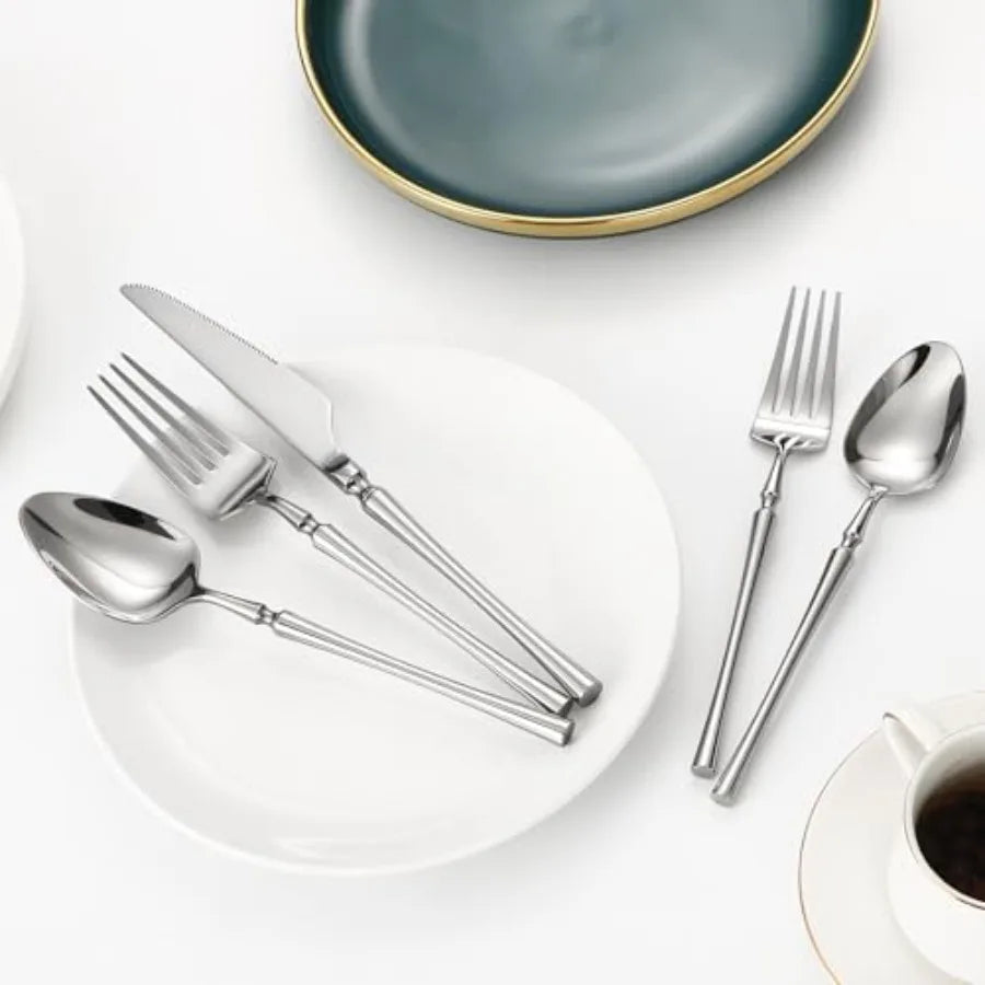 ware Set 30 Pcs Flatware Set 18/10 Stainless Steel Utensils Set Forks and Spoons ware Set Mirror Finish Cutlery Set For Restaur