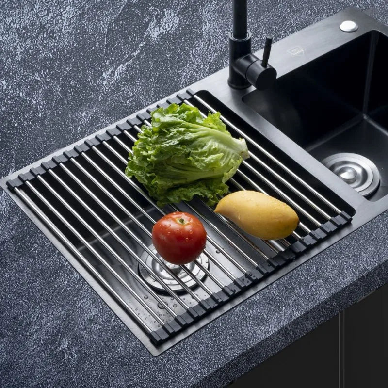 Upgrade Dish Drying Rack Expandable Stainless Steel Dish Drainers for Kitchen Counter Dish Dryer Rack for Inside Sink Over