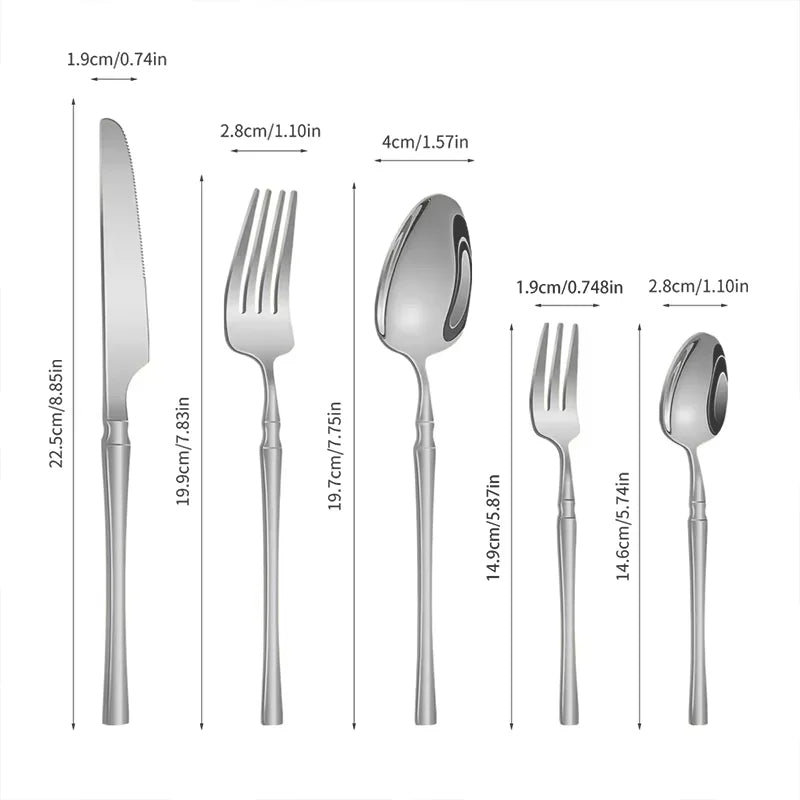 24-piece small waist cutlery set, including western cutlery cutlery steak cutlery dessert spork coffee spoon.