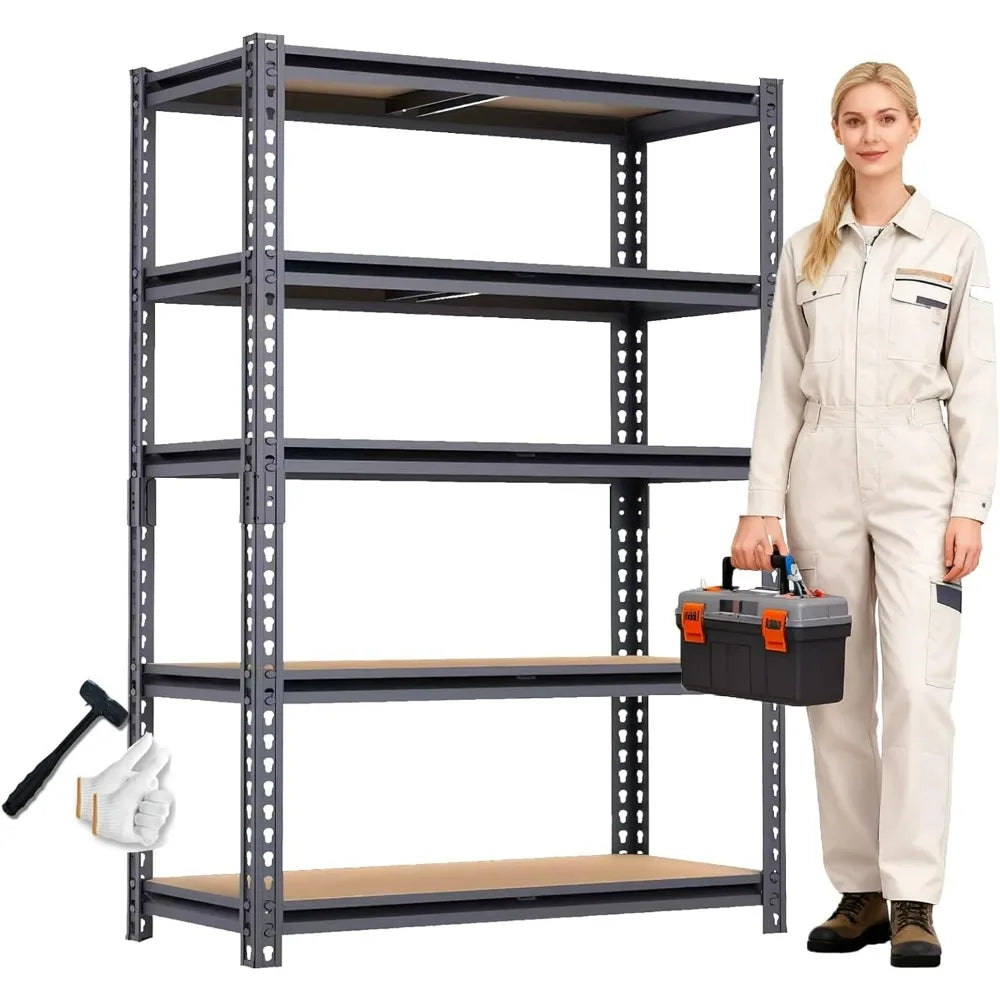 Garage Shelving 2400 LBS Metal Storage Shelves 12''x28''x60'' Heavy Duty Adjustable Shelving Rack Standing Shelf Units Garage