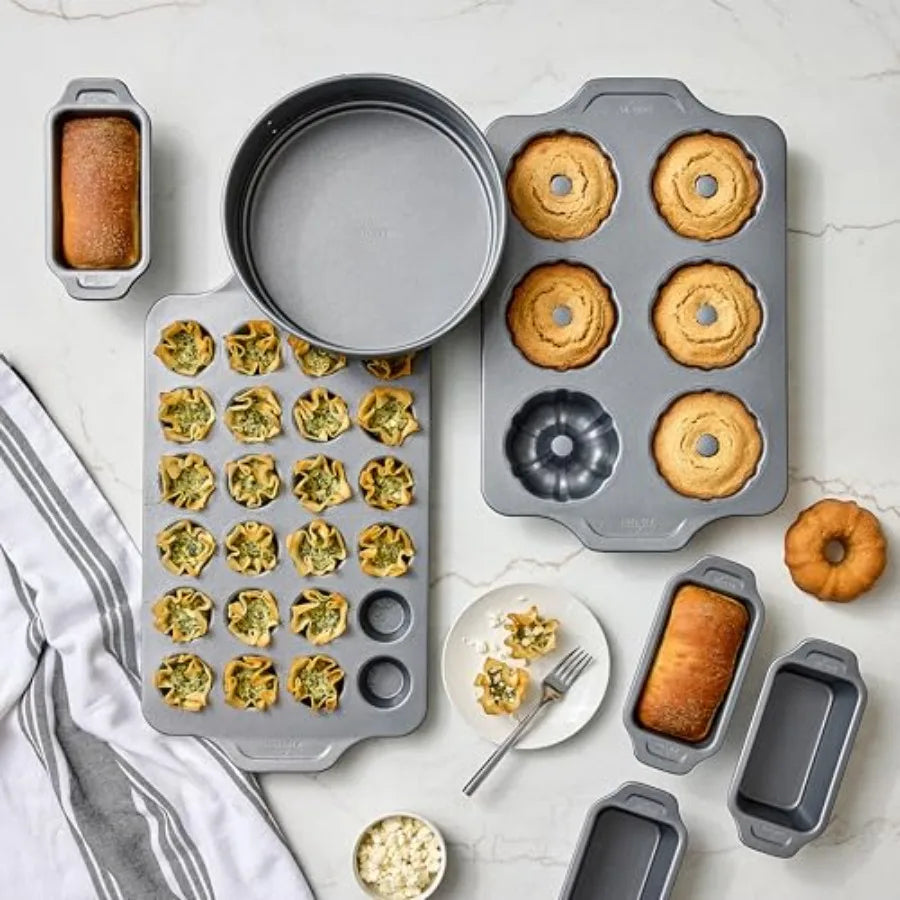 Pro-Relelase Nonstick Bakeware Mini Fluted Cake Pan 6 Cup Small Baking Molds Chocoflan Donuts Cornbread Brownies Buntz Pound Ca