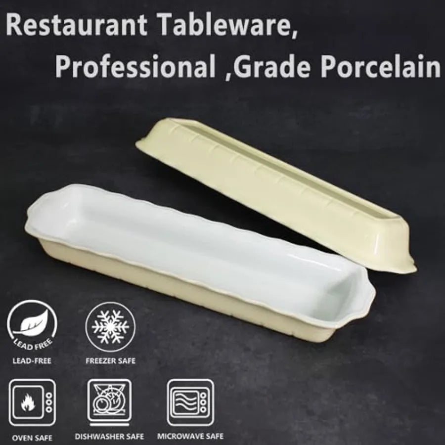 15" x 3.5" Ceramic Loaf pan Set of 2 27 OZ Rectangle Bakeware Baking Supplies Heritage Loaf Pan - Relatively long for Cake Brea