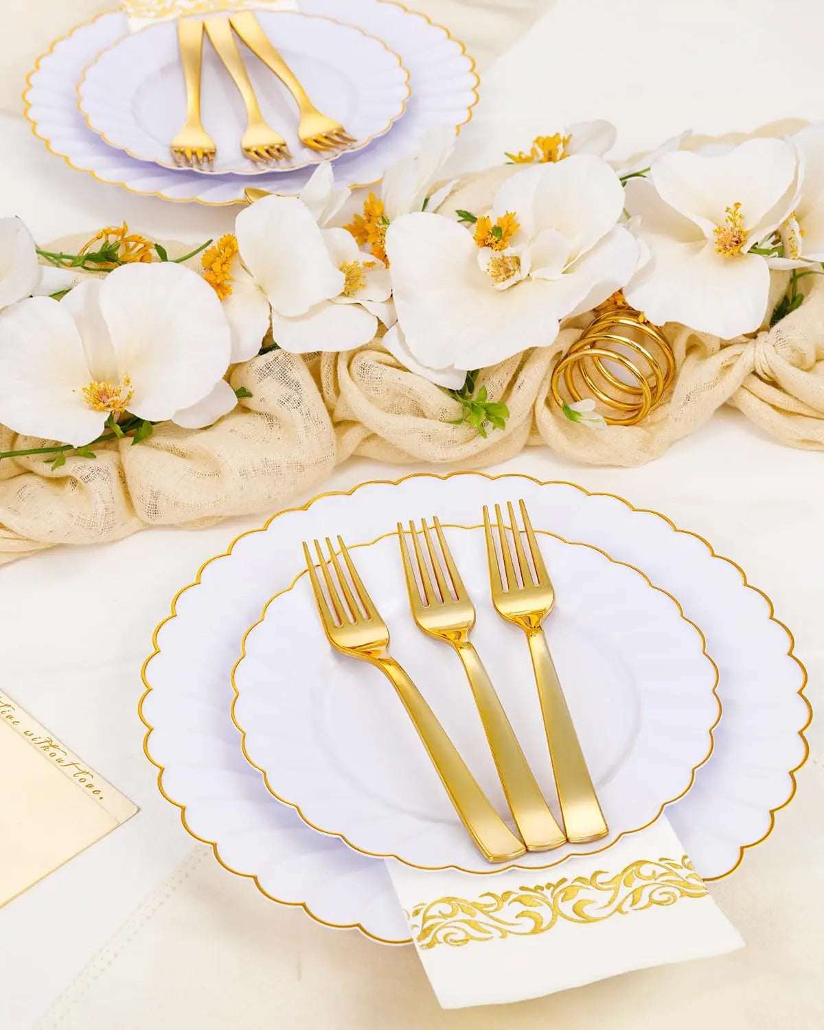 50Pcs Gold Plastic Forks Heavy Duty Disposable Silverware Party Wedding