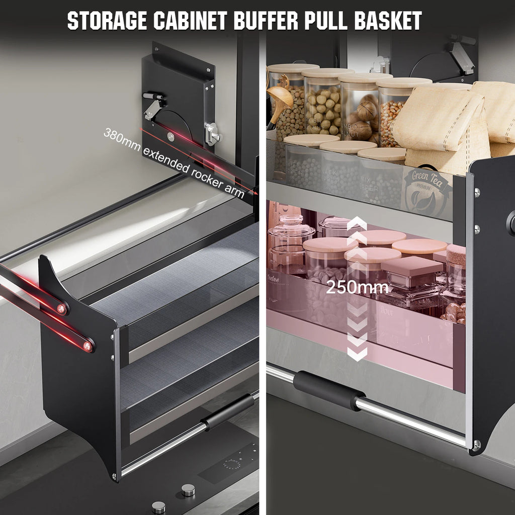 Double Layer Pull Down Shelf Pull Down Cabinet Organizer Upper Kitchen Wall Cabinet Storage Organizer