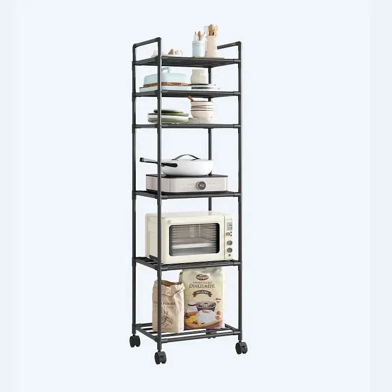 Multi-layer removable floor-to-ceiling household microwave oven rack, kitchen cart storage rack