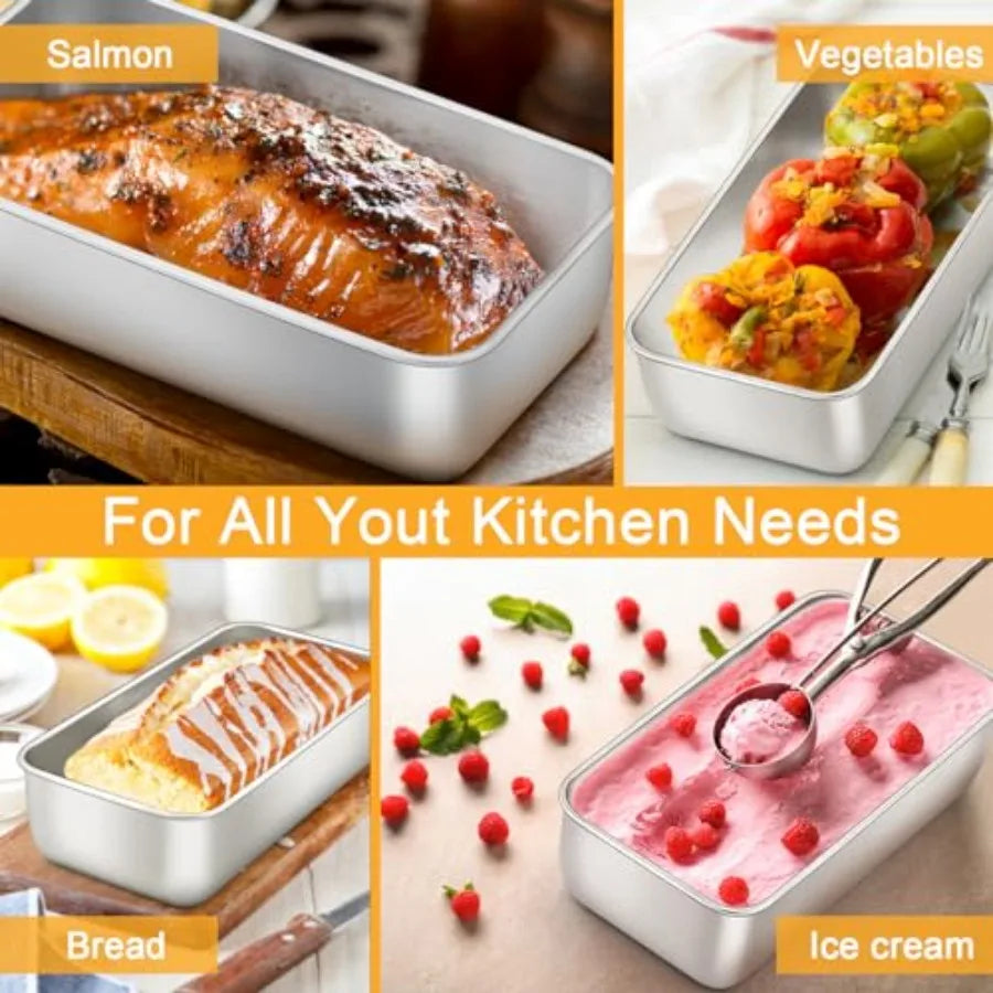 Pack Stainless Steel Loaf Pans 9x5 Inch Bread Bread Pans Metal Bakeware for Baking Bread Cake Meatloaf Brownies Healthy and Non