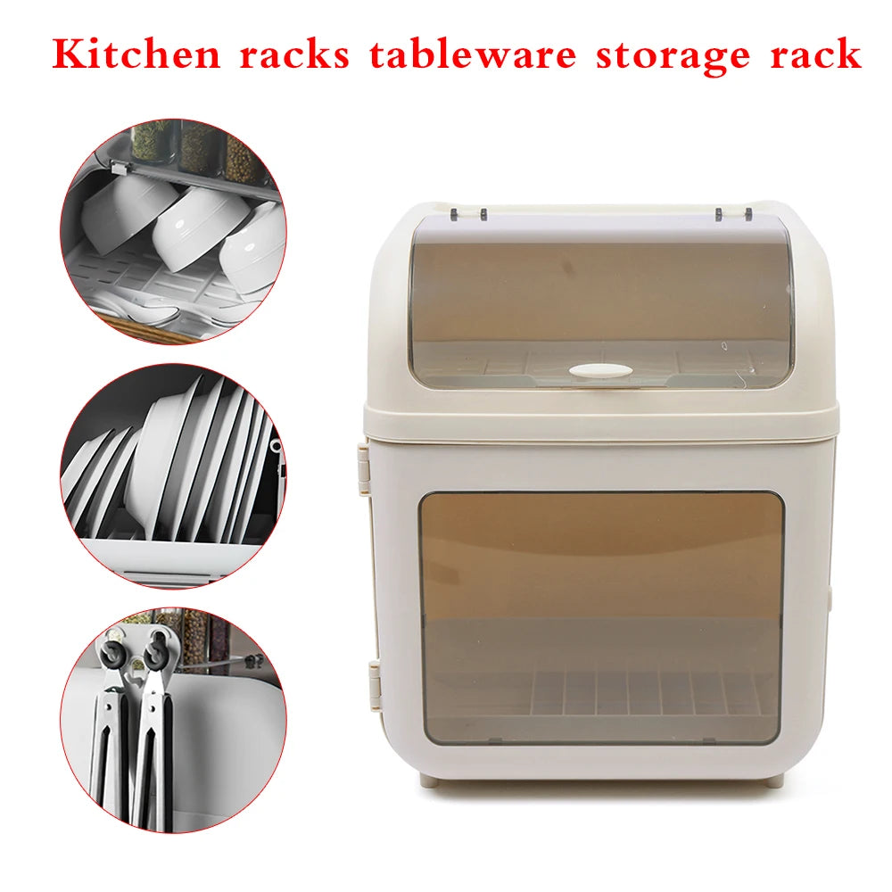 Dish Drying Rack with Drainboard Set, Kitchen Counter Storage Organizer, Durable Space-Saving Kitchen Storage Box