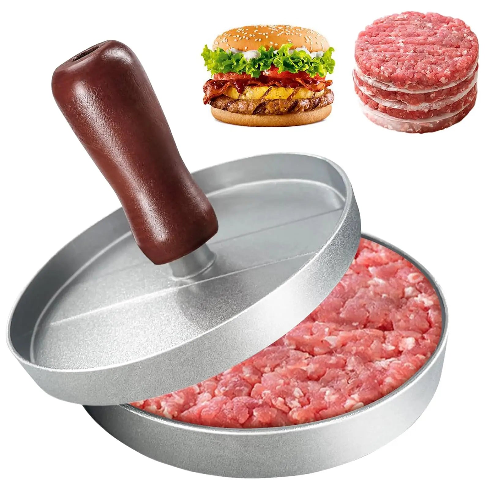 1PC Non-Stick Burger Press Patty Maker Metal Hamburger Mold for Beef Cheese Veggie Burger Making Suitable for BBQ Grill Cooking
