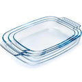 Large Glass Baking Dish Set, Easy Grab Oven Safe Glass Pan for Cooking 2 QT+2.7 QT+3.3 QT