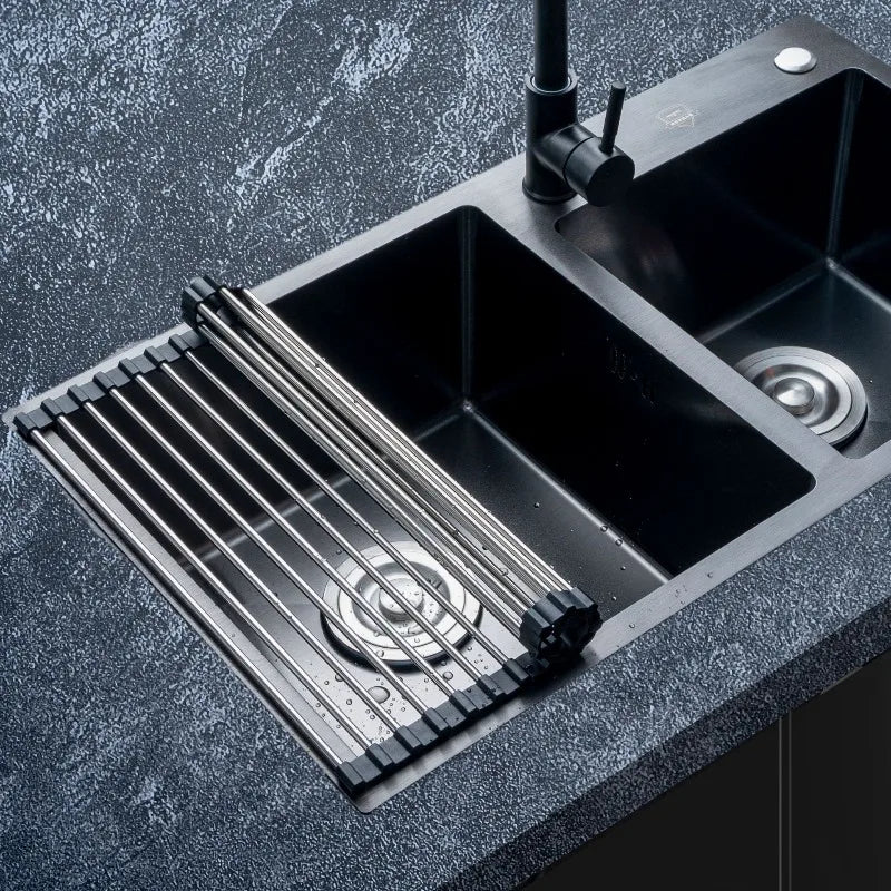 Upgrade Dish Drying Rack Expandable Stainless Steel Dish Drainers for Kitchen Counter Dish Dryer Rack for Inside Sink Over
