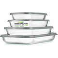 8-Piece Deep Glass Bg Dish or Oven with Lids - Casserole Dishes or Oven - Bakeware Sets or Lasagna, Meatloa, Letovers, Cooking,