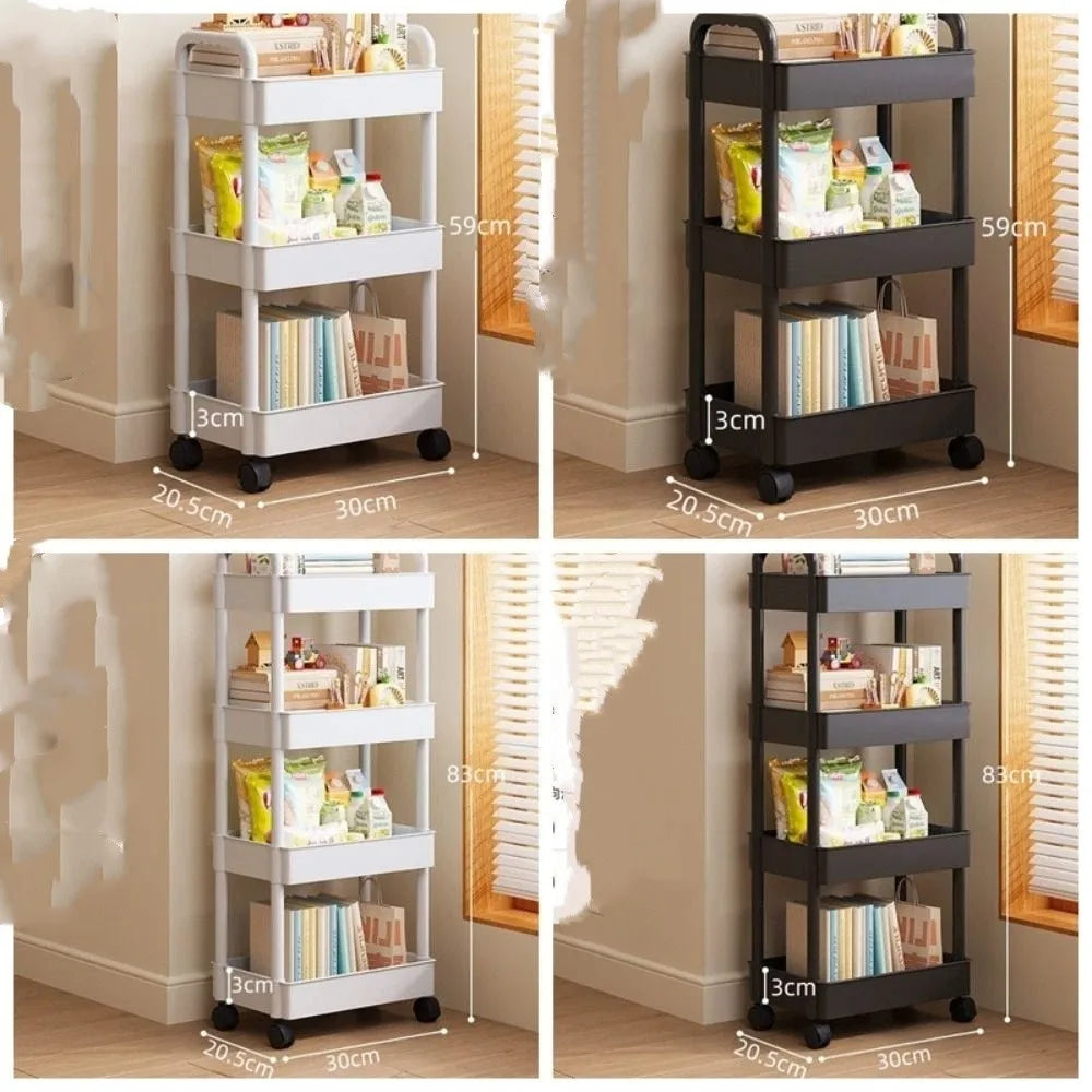 Convenient Snack Storage Rack Large Capacity Removable Mobile Trolley Storage Rack Home Organize Plastic
