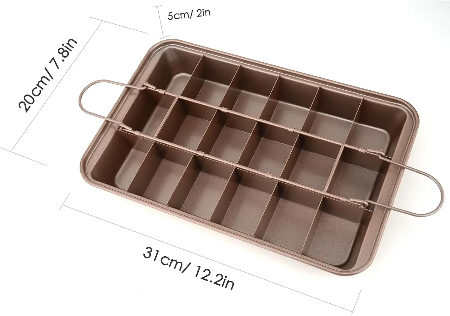 Non Stick Brownie Pan with Dividers, 18 Pre-slice Carbon Steel Bakeware Tray for Oven Baking, Square Mold for Cake Muffin Bread, 12x8x2 inch