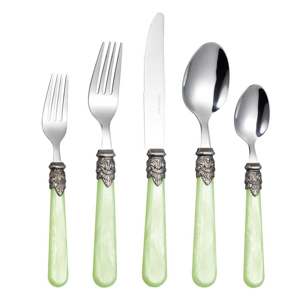 4pcs Green Stainless Steel Dinnerware Set Steak Knife Fork Spoon Dishwasher Safe Flatware