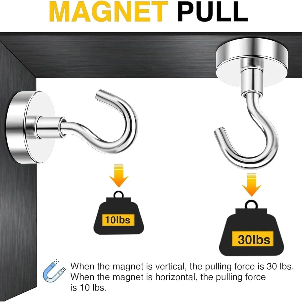150 LB Heavy Duty Strong Magnet Hooks Strong Rare Earth Neodymium Hanging Magnet Hook Magnetic Hanger Magnetic Storage Holder