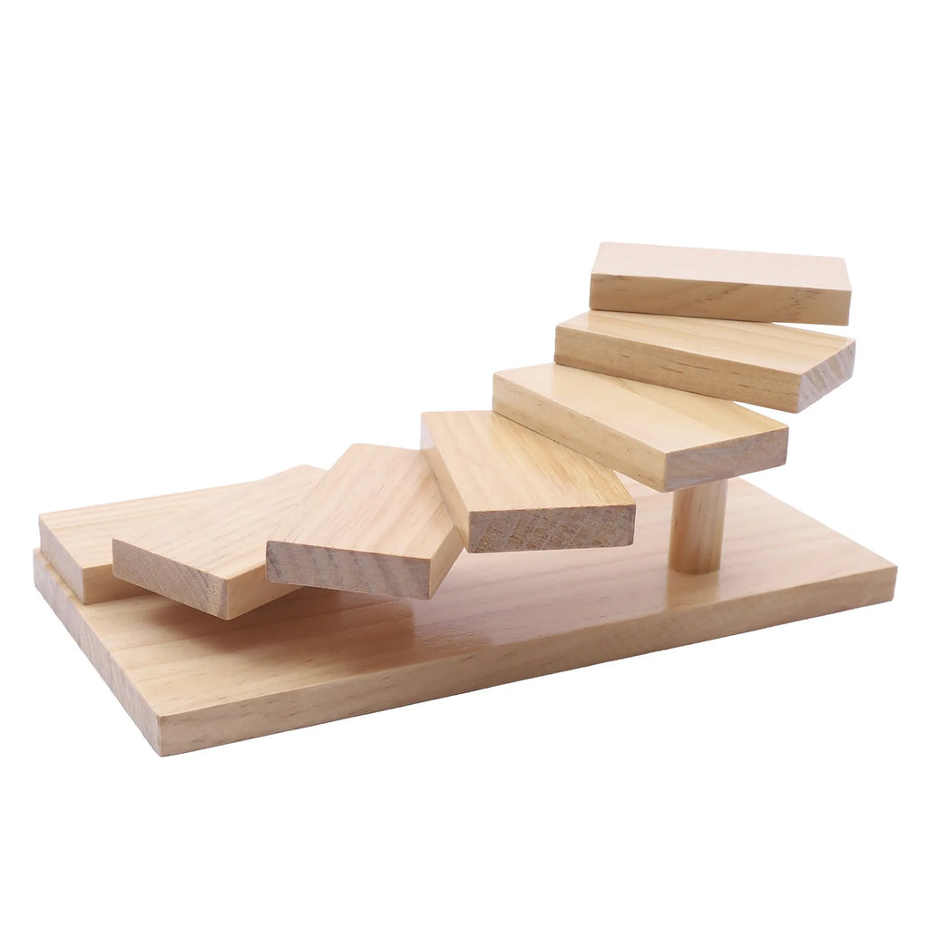 Wooden 7-Step Staircase Sushi Rack Tabletop Serving Tray Display Stand Cake Snacks Organizer for Party Restaurant