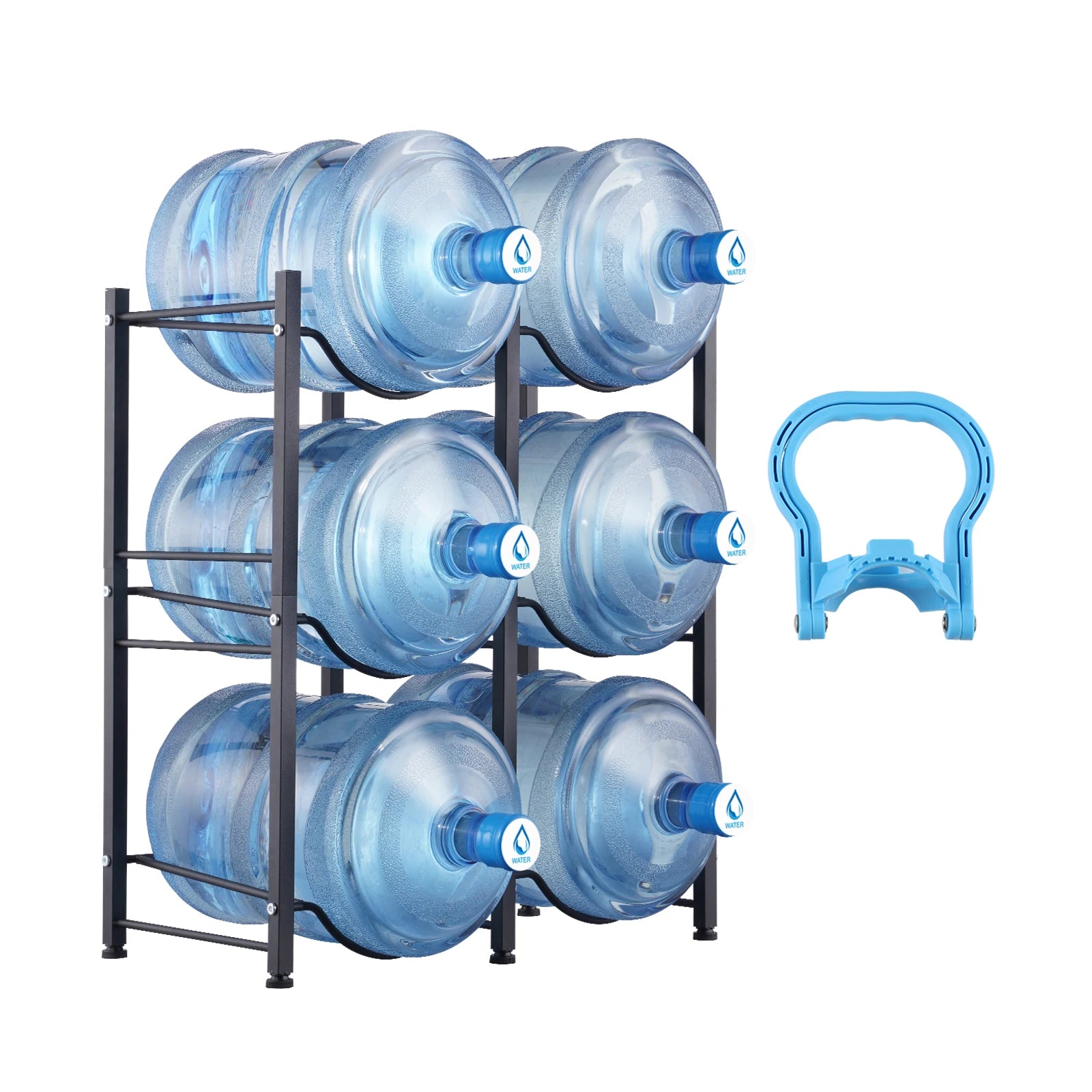 SucceBuy 3/4/5 Tiers Water Jug Holder Iron Water Bottle Holder Double/Single Row Easy Installation for Kitchen Office Livingroom