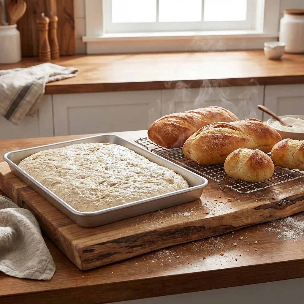 430 Stainless Steel Square Perforated Baking Tray. 40x31cm, Oven Safe, for Roasting, Draining, Durable