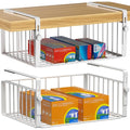 2Pack Under Shelf Basket Organizer,Adjustable Hanging Holder Storage for Cabinet Pantry Kitchen Cupboard Desk Counter Bookshelf