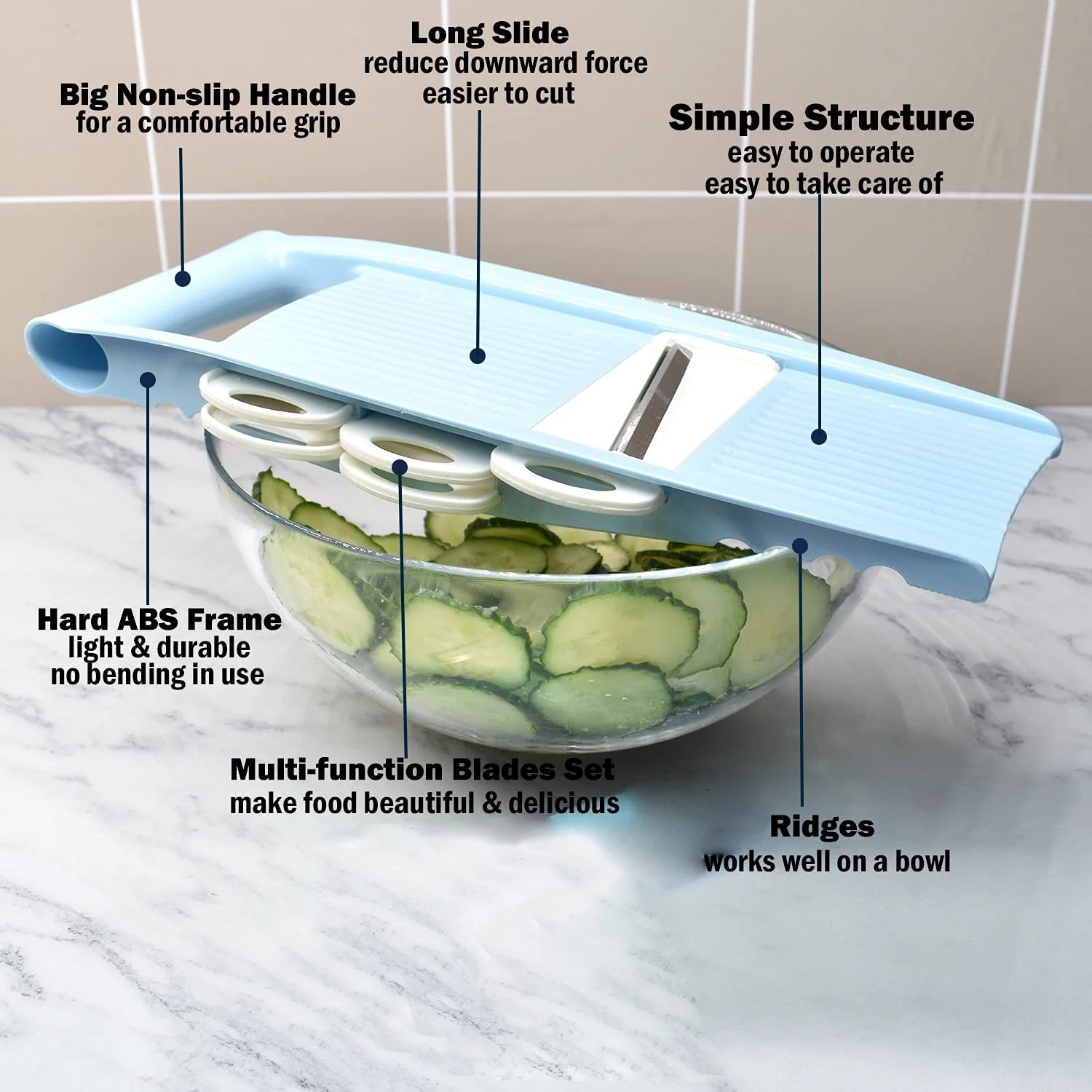 5 in 1 Mandoline Slicer for Kitchen Vegetable Slicer Multi Blade Potato Chip, Veggie Slicer, Vegetable Cutter, Julienne Shredder
