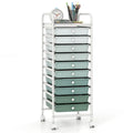 10 Drawer Rolling Storage Cart Organizer with 4 Universal Casters-Green