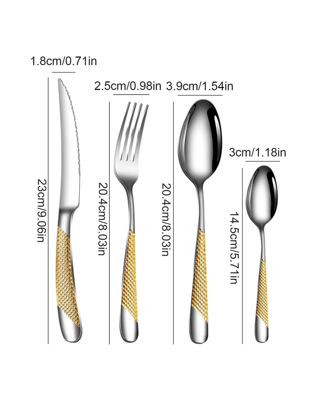 24pc star diamond cutlery set, stainless steel knife fork spoon tea spoon cutlery set, suitable for holiday parties.