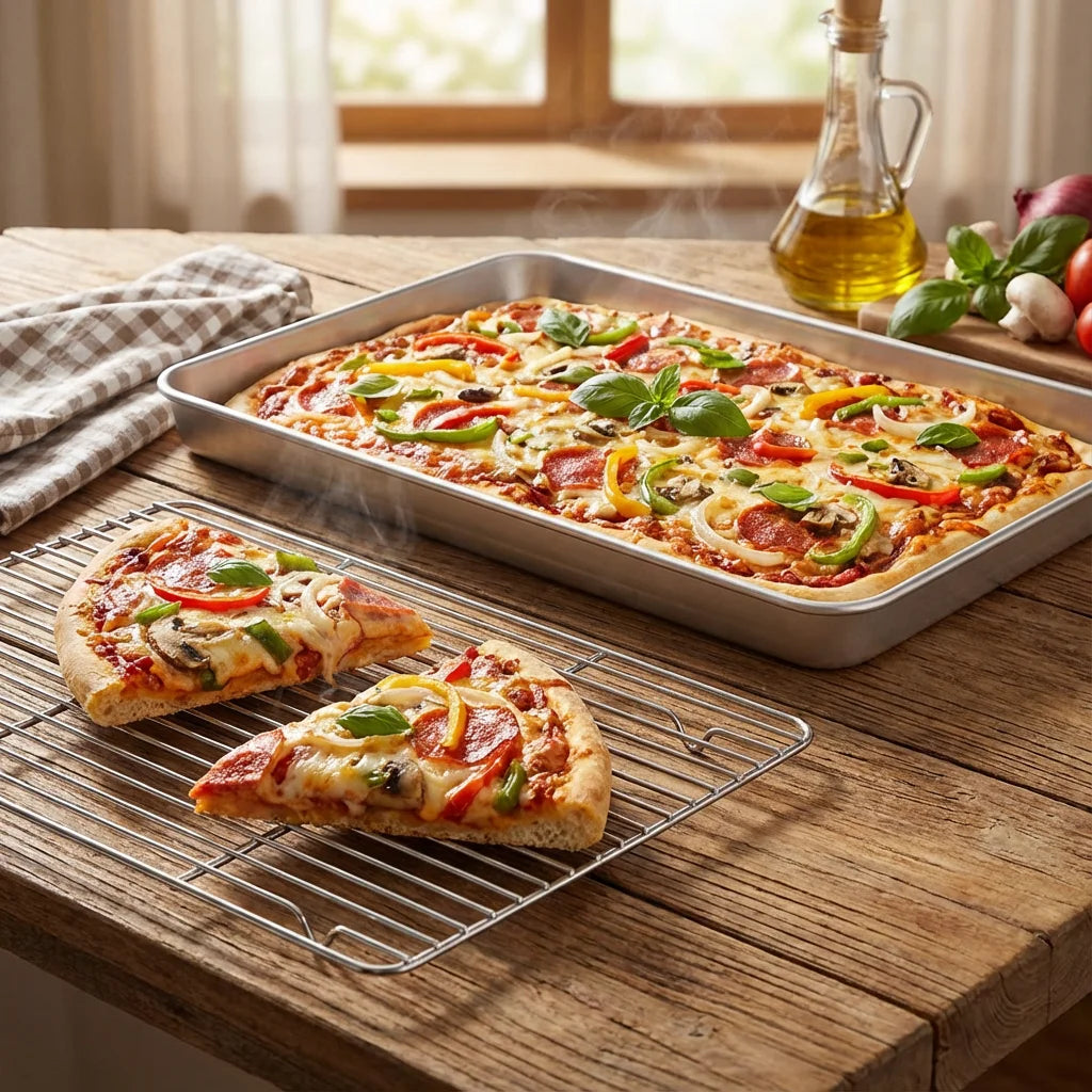 430 Stainless Steel Square Perforated Baking Tray. 40x31cm, Oven Safe, for Roasting, Draining, Durable