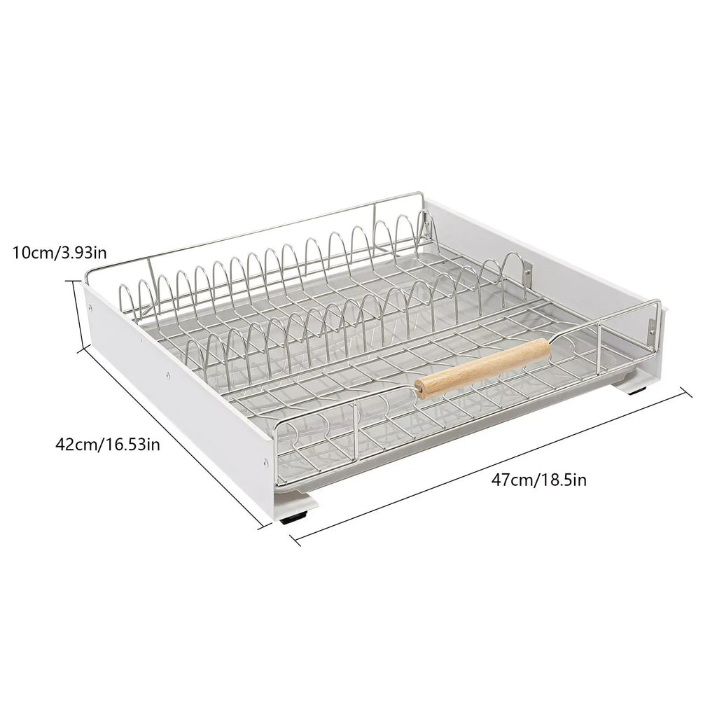 Modern Pull Out Dish Drainer Drawer Bottom-Mounted Slide Out Storage Shelf for Kitchen Cabinets, Under the Sink, Closets