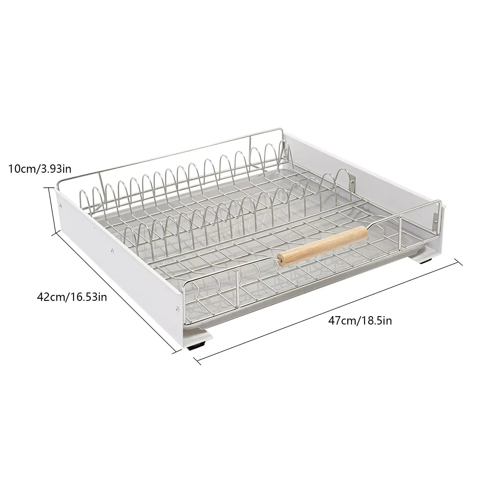 Modern Pull Out Dish Drainer Drawer Bottom-Mounted Slide Out Storage Shelf for Kitchen Cabinets, Under the Sink, Closets