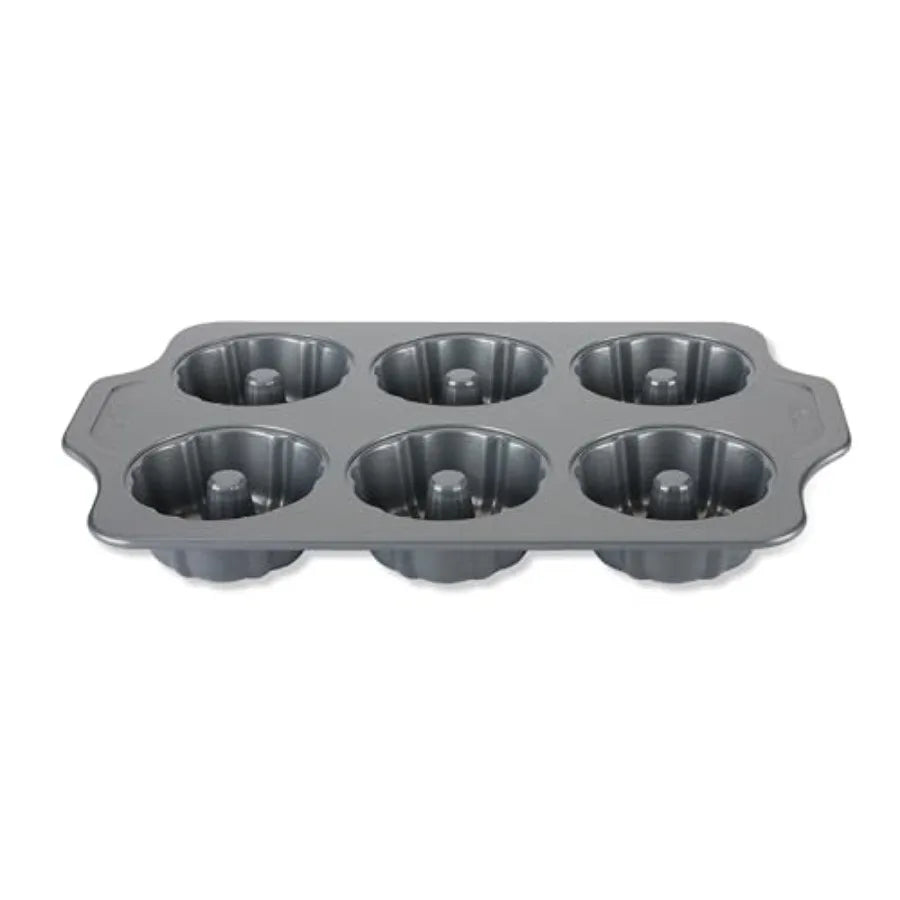 Pro-Relelase Nonstick Bakeware Mini Fluted Cake Pan 6 Cup Small Baking Molds Chocoflan Donuts Cornbread Brownies Buntz Pound Ca