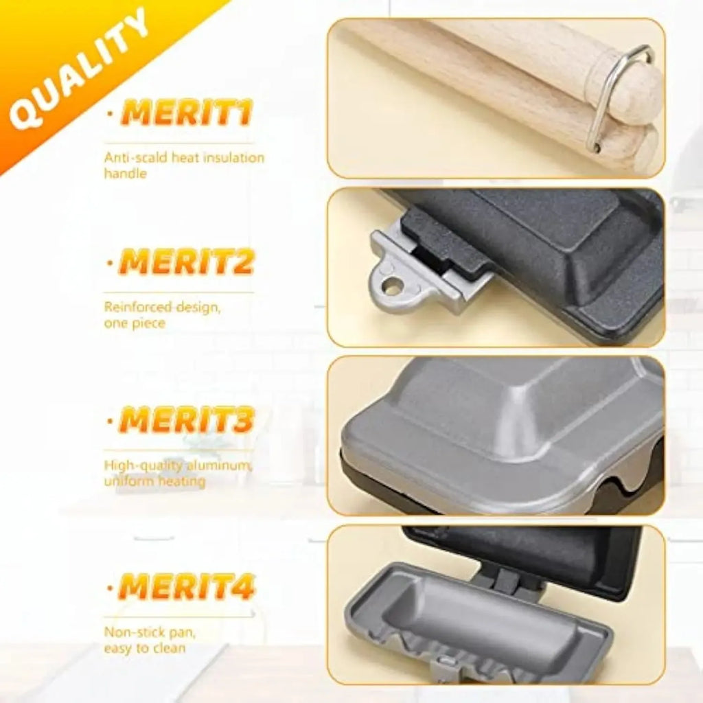 Breakfast Sandwich Maker, 4w1h sandwich maker, hot dog toaster,press bakeware nonstick frying pan pancake pan cooker with removable handle for breakfast pancakes, omelets, frittatas and toast (C-1)