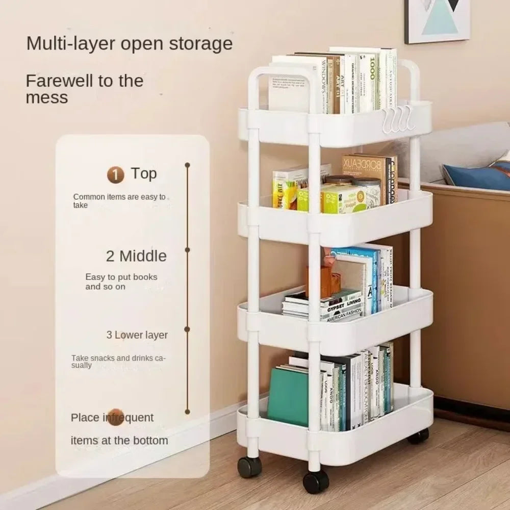 HOT NEW Multi-Layer Trolley Rack Kitchen Floor Bedroom Baby Snacks Mobile Bathroom Bathroom Storage Storage Rack