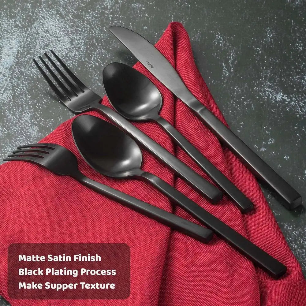 20-Piece Matte Satin Stainless Steel Silverware Set, Service for 4, Dishwasher Safe