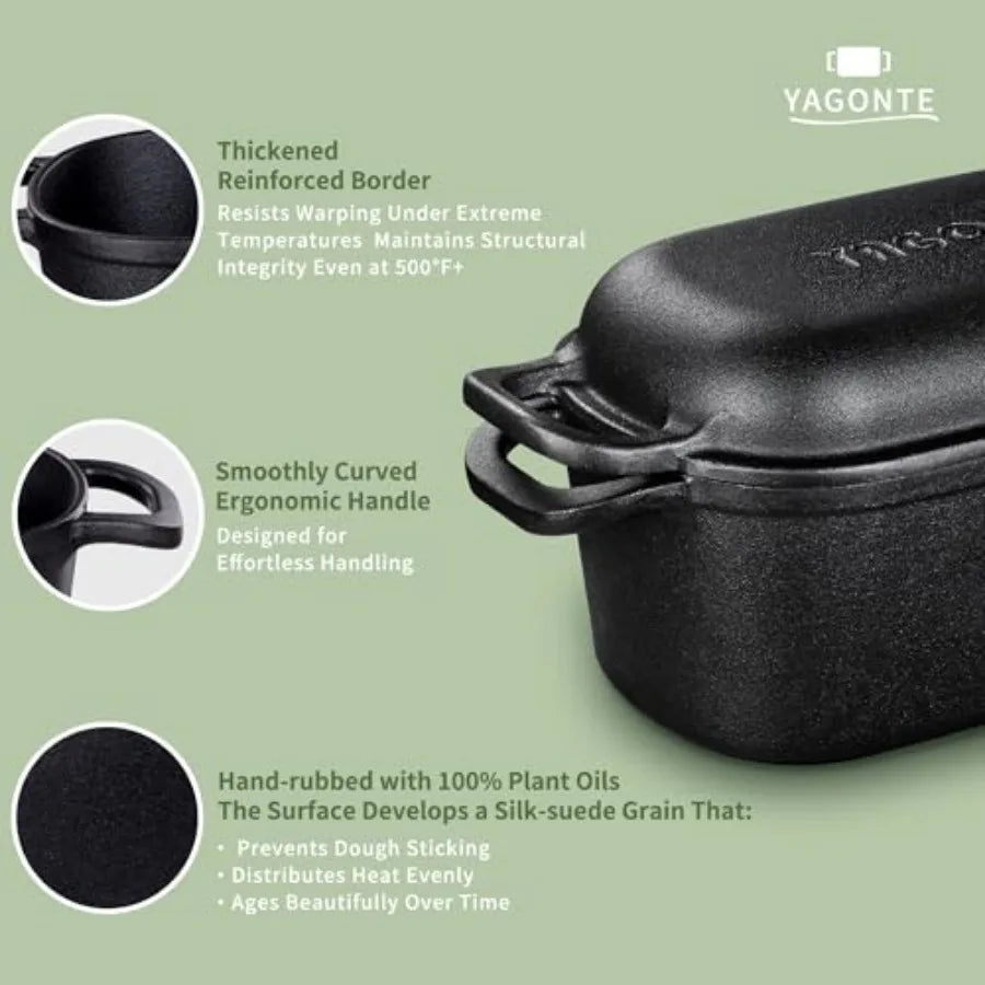 4.6 Quart Oval Dutch Oven for Bread Baking Bread Dutch Oven for Sourdough Cast Iron Bread Pan with Lid for Homemade Bread