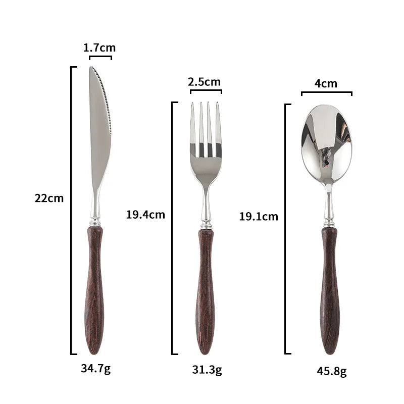 Japanese Wood Stainless Steel Cutlery Set Walnut Tableware Dessert Knife Fork Spoon Kitchen Creative Dinnerware Sets