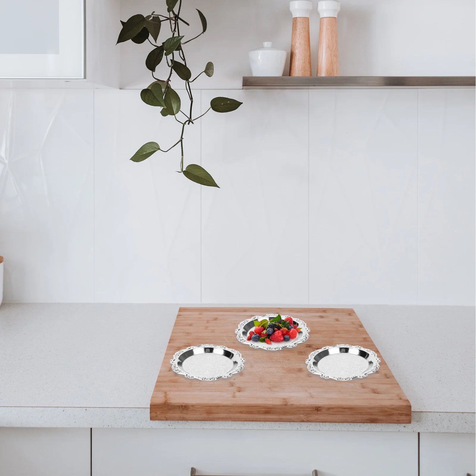 6 Pcs Dried Fruit Plate Serving Gold Platters And Serving Trays Platter Food Snack Chips and Dip Dish for Parties